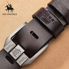 Load image into Gallery viewer, NO.ONEPAUL Genuine Leather For Men High Quality Black Buckle Jeans Belt Cowskin Casual Belts Business Belt Cowboy waistband