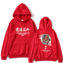Load image into Gallery viewer, Japanese Funny Cat Wave Printed Fleece Hoodies Winter Japan Style Hip Hop Casual Sweatshirts Ghost Chinese Charater Streetwear
