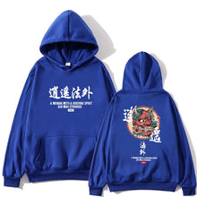 Load image into Gallery viewer, Japanese Funny Cat Wave Printed Fleece Hoodies Winter Japan Style Hip Hop Casual Sweatshirts Ghost Chinese Charater Streetwear