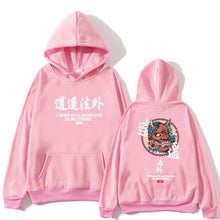 Load image into Gallery viewer, Japanese Funny Cat Wave Printed Fleece Hoodies Winter Japan Style Hip Hop Casual Sweatshirts Ghost Chinese Charater Streetwear