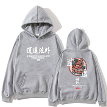 Load image into Gallery viewer, Japanese Funny Cat Wave Printed Fleece Hoodies Winter Japan Style Hip Hop Casual Sweatshirts Ghost Chinese Charater Streetwear
