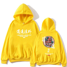 Load image into Gallery viewer, Japanese Funny Cat Wave Printed Fleece Hoodies Winter Japan Style Hip Hop Casual Sweatshirts Ghost Chinese Charater Streetwear