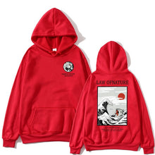 Load image into Gallery viewer, Japanese Funny Cat Wave Printed Fleece Hoodies Winter Japan Style Hip Hop Casual Sweatshirts Ghost Chinese Charater Streetwear