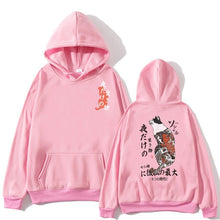 Load image into Gallery viewer, Japanese Funny Cat Wave Printed Fleece Hoodies Winter Japan Style Hip Hop Casual Sweatshirts Ghost Chinese Charater Streetwear