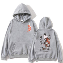 Load image into Gallery viewer, Japanese Funny Cat Wave Printed Fleece Hoodies Winter Japan Style Hip Hop Casual Sweatshirts Ghost Chinese Charater Streetwear