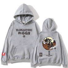 Load image into Gallery viewer, Japanese Funny Cat Wave Printed Fleece Hoodies Winter Japan Style Hip Hop Casual Sweatshirts Ghost Chinese Charater Streetwear