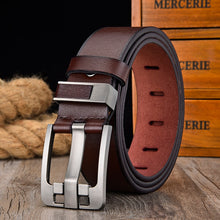 Load image into Gallery viewer, [LFMB]Men&#39;s belt leather belt men  pin buckle cow genuine leather belts for men 130cm high quality mens belt cinturones hombre