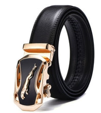 Load image into Gallery viewer, Men Belt Automatic Genuine Leather Luxury Black Belt Men&#39;s Belts Automatic Buckle High Quality belt cummerbunds Male