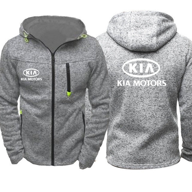 Hoodies Men KIA Car Logo Print Casual Hip Hop Harajuku Long Sleeve Hooded Sweatshirts Mens zipper Jacket Man Hoody Clothing