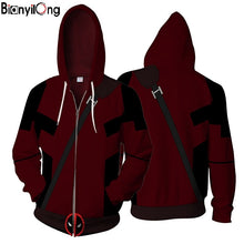 Load image into Gallery viewer, 2018 new deadpool 3D printed springtime new style American superhero Hoodies Zipper Outerwear casual hooded hoodies US size tops