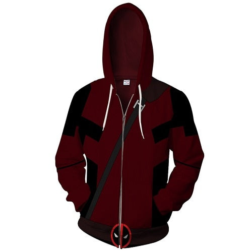 2018 new deadpool 3D printed springtime new style American superhero Hoodies Zipper Outerwear casual hooded hoodies US size tops