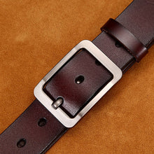 Load image into Gallery viewer, [LFMB]Men&#39;s belt leather belt men  pin buckle cow genuine leather belts for men 130cm high quality mens belt cinturones hombre